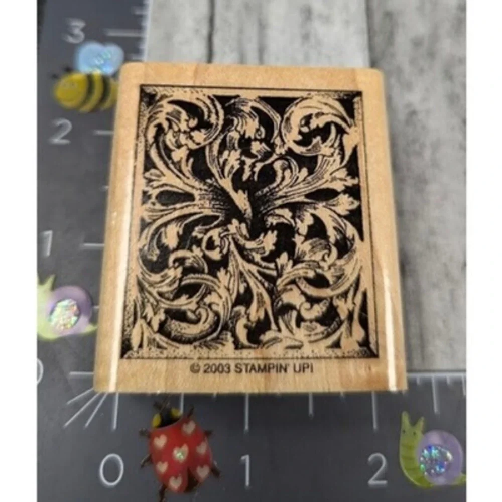 Stampin' Up! Flourish Silhouette Background 2003 Rubber Stamp Wood #A83